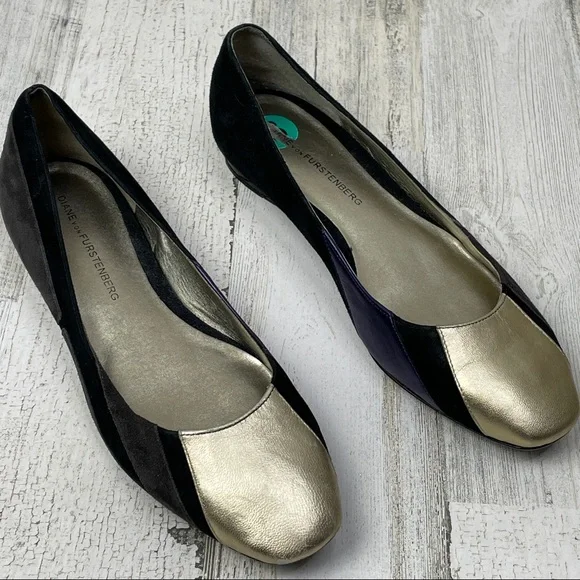 DVF leather and suede flat - 8M - Picture 1 of 7